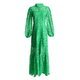 Women Dresses Spring Dress Stand-Collar Hollow-out Dress (Qymy0409)