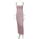 Women Dresses Summer Sexy Backless Slim Fit Split Sling Dress