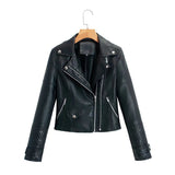 Women Leather Jacket Autumn Faux Leather Slim Motorcycle Jacket Coat