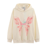 Men Hoodie Dopamine Candy Color Butterfly Graffiti Couple Coat