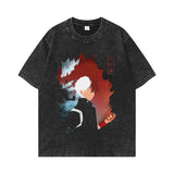 Retro washed old cotton t-shirt men's ONE PIECE loose short sleeves