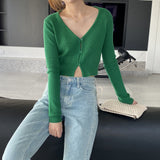 Women Cardigan Sweater Long Sleeve Knitted Sweater Cardigan Slim V-neck Sexy Sweater Coat 8t8232