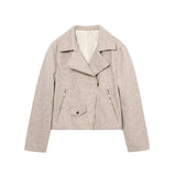 Women Woolen Coat Autumn New Zipper and Lapel Short Jacket
