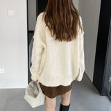 Women Winter Knitted Sweater Loose Sweater Autumn and Winter Loose-Fitting Long Sleeve Sweater 6t3602