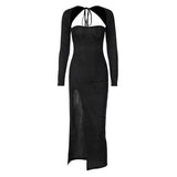 Women Dresses Autumn Sexy Hollow Backless Long Sleeve Dress