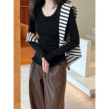 Women T Shirt Slim-Fit Long-Sleeved U-Neck Bottoming Shirt
