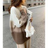 Women Knitted Pullover Autumn and Winter Sweater Knitted Crew Neck Top