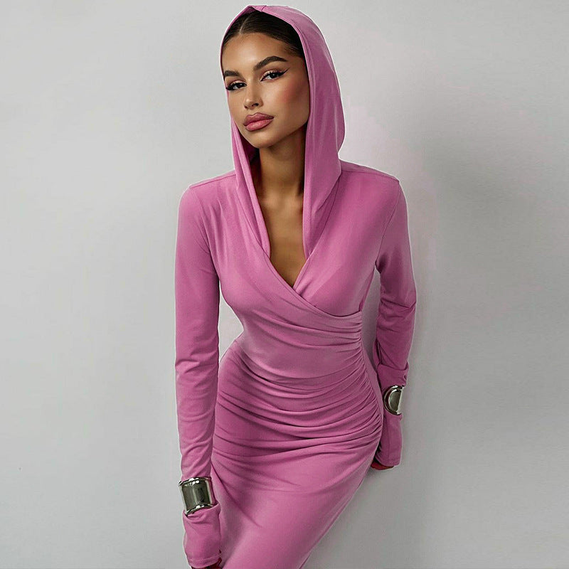 Women Dresses Winter Slim-Fit Hood Sports and Leisure Dress