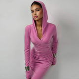 Women Dresses Winter Slim-Fit Hood Sports and Leisure Dress