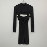 Women Dresses Turtleneck Long Sleeve Blouse V-neck Brace Dress Two-Piece Suit Hip Skirt