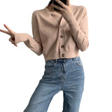 Women Cardigan Sweater Fall V-neck Button Sweater Cardigan 8t5018