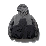 Unisex Winter Cotton Coat Color Contrast Patchwork Hooded down