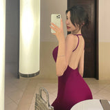 Women Dresses Sleeveless Dress Sexy Backless Hollow-out Dress