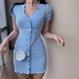 Women Dresses V-neck Short Sleeve Dress Short Skirt Sexy