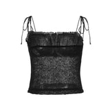 Women Tops Summer Sexy Slim Fit Spaghetti Straps Knitted Top (Csm202404)