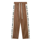 Men Sweatpants Casual Pants Stitching Printing Letters Straight-Leg Trousers