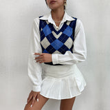 Women Knitted Sweater Autumn Casual Slim Fit Short Sleeveless Vest