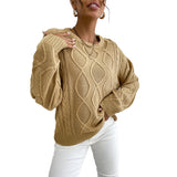 Women Knitted Sweater Casual Solid Color Long Sleeve round Neck Sweater