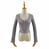 Women Sweater Knit Wear Spring and Autumn Double Zipper Knitted Cardigan Jacket