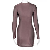 Women Dresses Summer Sexy Hollow round Neck Long Sleeve Narrow Dress