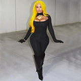 Women Jumpsuit Spring Sexy Hollow out Finger Stall Slim Fit Bodysuit