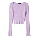 Women Sweater Knitwear Autumn Leisure V-neck Slim Fit Sweater Sweater