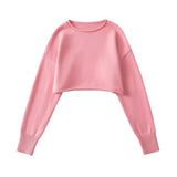 Women Sweater Knitwear Cropped Midriff-Baring Hoodie Knitwear Sweater