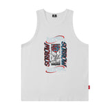 Men Vest Flame Rose Print Sleeveless T-shirt Men Oversize Hip Hop Retro Tank-Top Summer