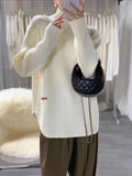 Women Knitted Pullover High Neck Split Autumn Winter Sweater Casual Bottoming Shirt