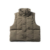 Unisex Winter Cotton Coat Stand Collar down Vest Retro Simple Loose Sleeveless Top