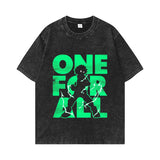Retro washed old cotton t-shirt men's ONE PIECE loose short sleeves