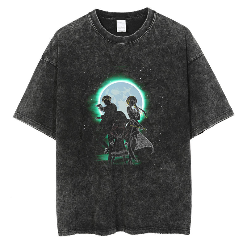 Washed Retro T-Shirt Street Spy X Play House, Casual Summer Short Sleeves