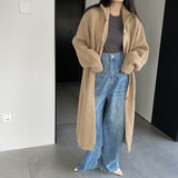 Women Cardigan Sweater Autumn Turtleneck Sweater Long Cardigan Coat Loose Button Woolen Skirt A2215