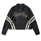 Women Jacket Embroidered PU Leather Jacket Biker's Leather Jacket