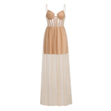 Women Dresses Sexy Mesh Camisole Dress Dress Dress Long Skirt (Zns0409)