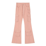 Women Pants Multi-Pocket Workwear Bell-Bottom Pants Women's Trousers