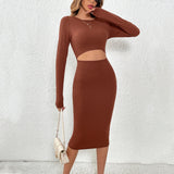 Women Dress Knitted Sexy Cutout Sheath Dress