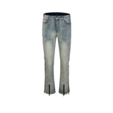 MIJKO Mens Vintage Pants Old Slim Fit Zipper Jeans