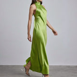 Women Dresses Spring Backless Sleeveless (Bla0420)