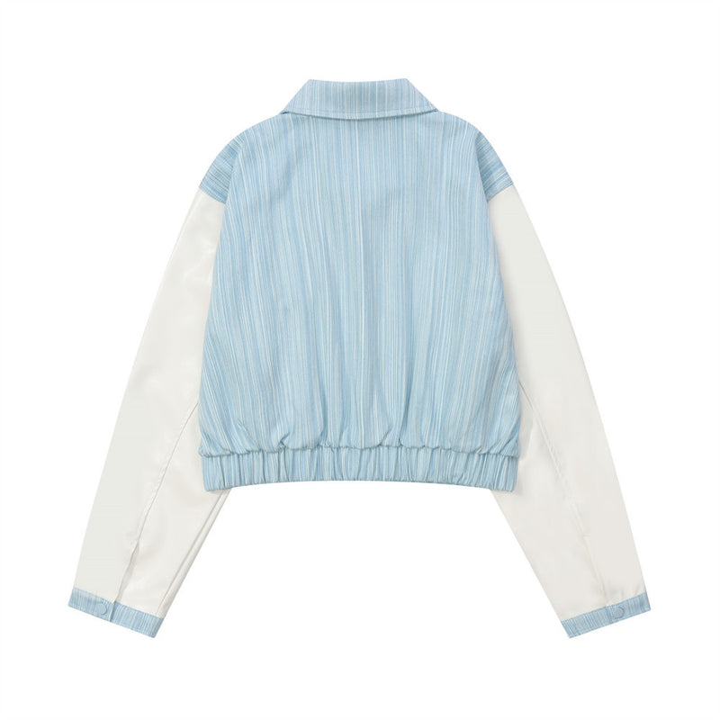 Women Jacket Striped Color Contrast Short Jacket