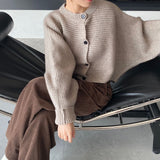 Women Cardigan Sweater Autumn Cardigan Top Knitted Cropped Coat Top 8t3108