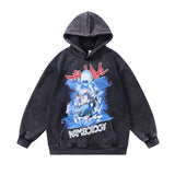 Men Hoodie Oversize Printing plus Velvet Washed Loose Couple Hoodies