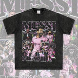Mens Vintage Football T-Shirt Vintage Macy Printed Short Sleeve T-Shirt Loose Crew Neck