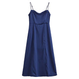 Women Dresses Summer Retro Slit Sling Dress (Xds0414)