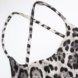 Women Dresses Summer Slim Strap Dress Sexy Leopard Print Backless Dress