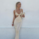 Women Dresses Hollow Backless Sling Dress Slim Fit Long Dress