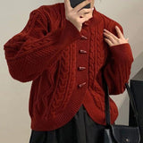 Women Knitwear Autumn Winter Retro Sweater Loose Knitted Cardigan