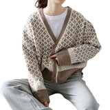 Women Knitted Cardigan Vintage Autumn and Winter Knitting Cardigan V-neck Baggy Coat Sweater