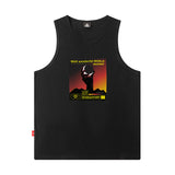 Men Vest Printed Sleeveless T-shirt Summer Sports Vest