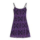 Women Dresses Summer Vintage Flocking Mesh Camisole Dress (Xds0414)